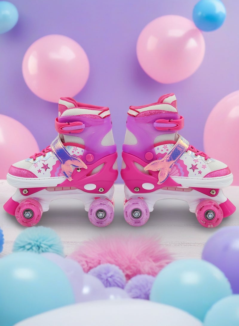 إيزي فيتشور زلاجات إيزي فيوتشر للأطفال بعجلات مضيئة، مقاس قابل للتعديل، صف مزدوج من 4 عجلات، مناسبة للأولاد والبنات في الأماكن المغلقة والمفتوحة، متوفرة بلونين ومقاسين للاختيار من بينهما، رقم 1303 - Image 5